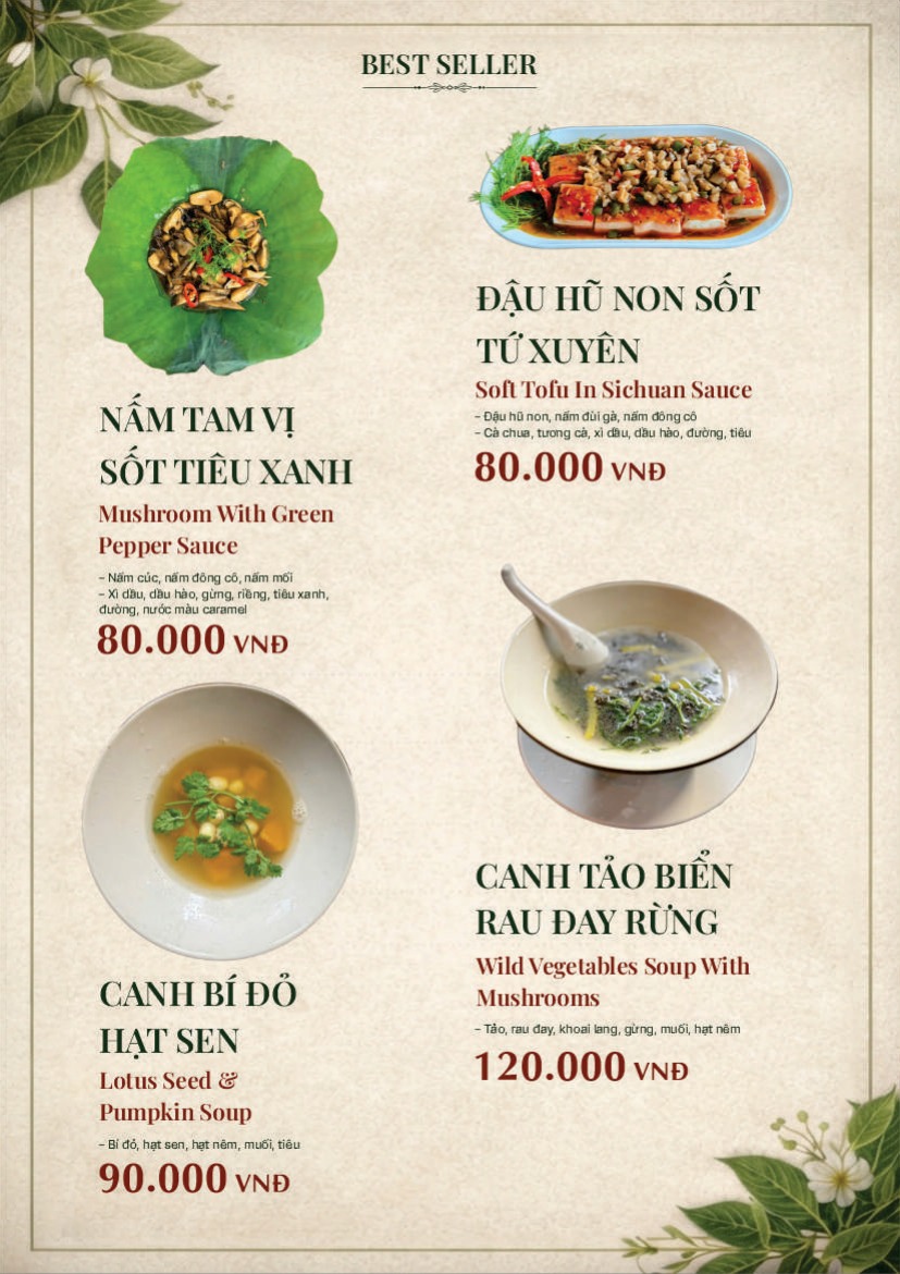 Trang 5 của thực đơn An Nhiên Vegan