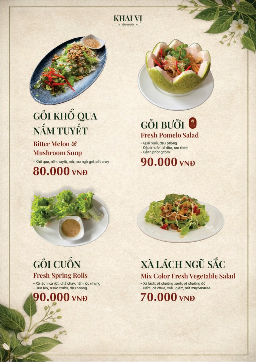 Trang 8 của thực đơn An Nhiên Vegan