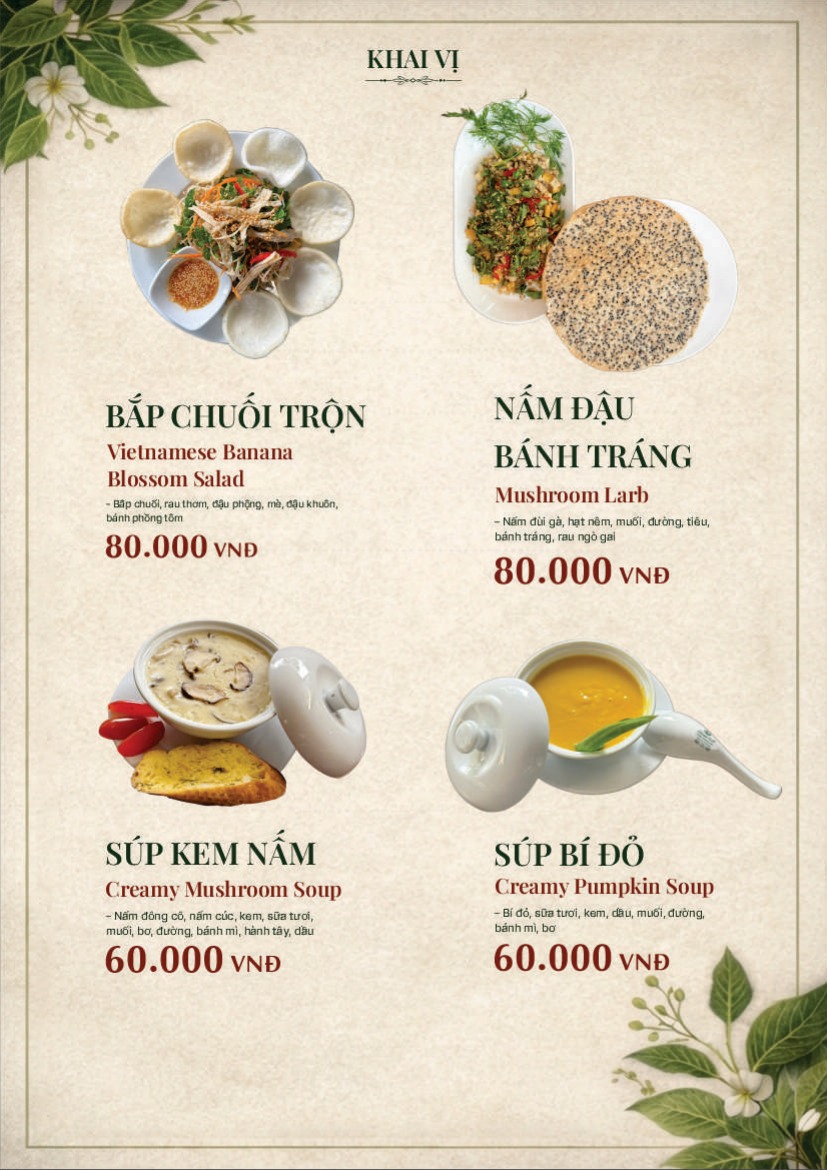 Trang 9 của thực đơn An Nhiên Vegan