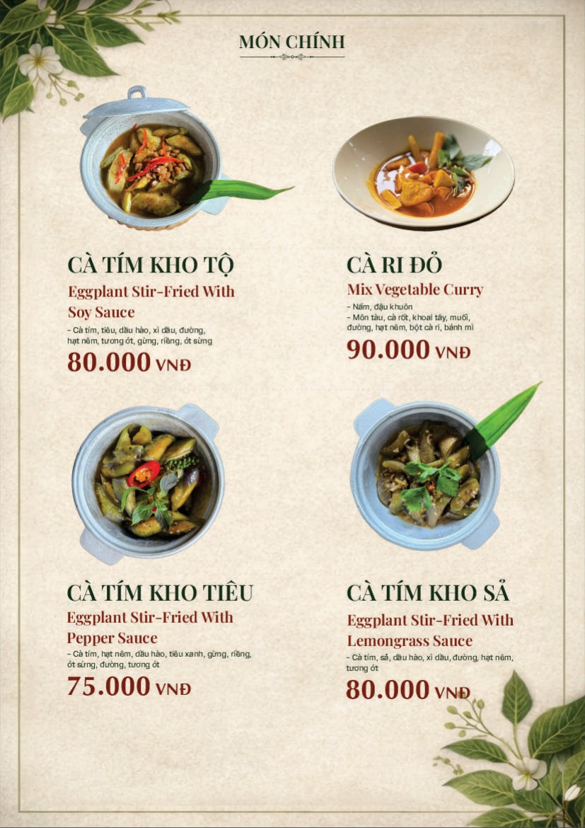 Trang 13 của thực đơn An Nhiên Vegan
