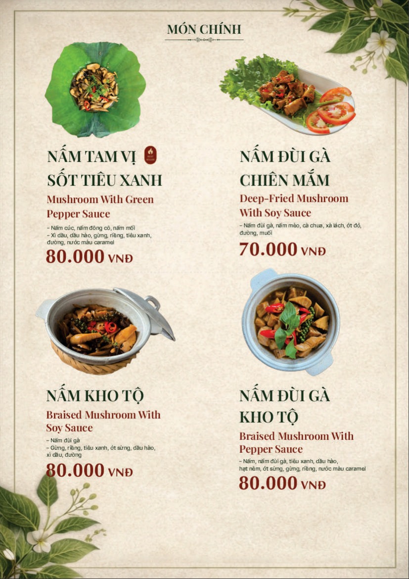 Trang 14 của thực đơn An Nhiên Vegan