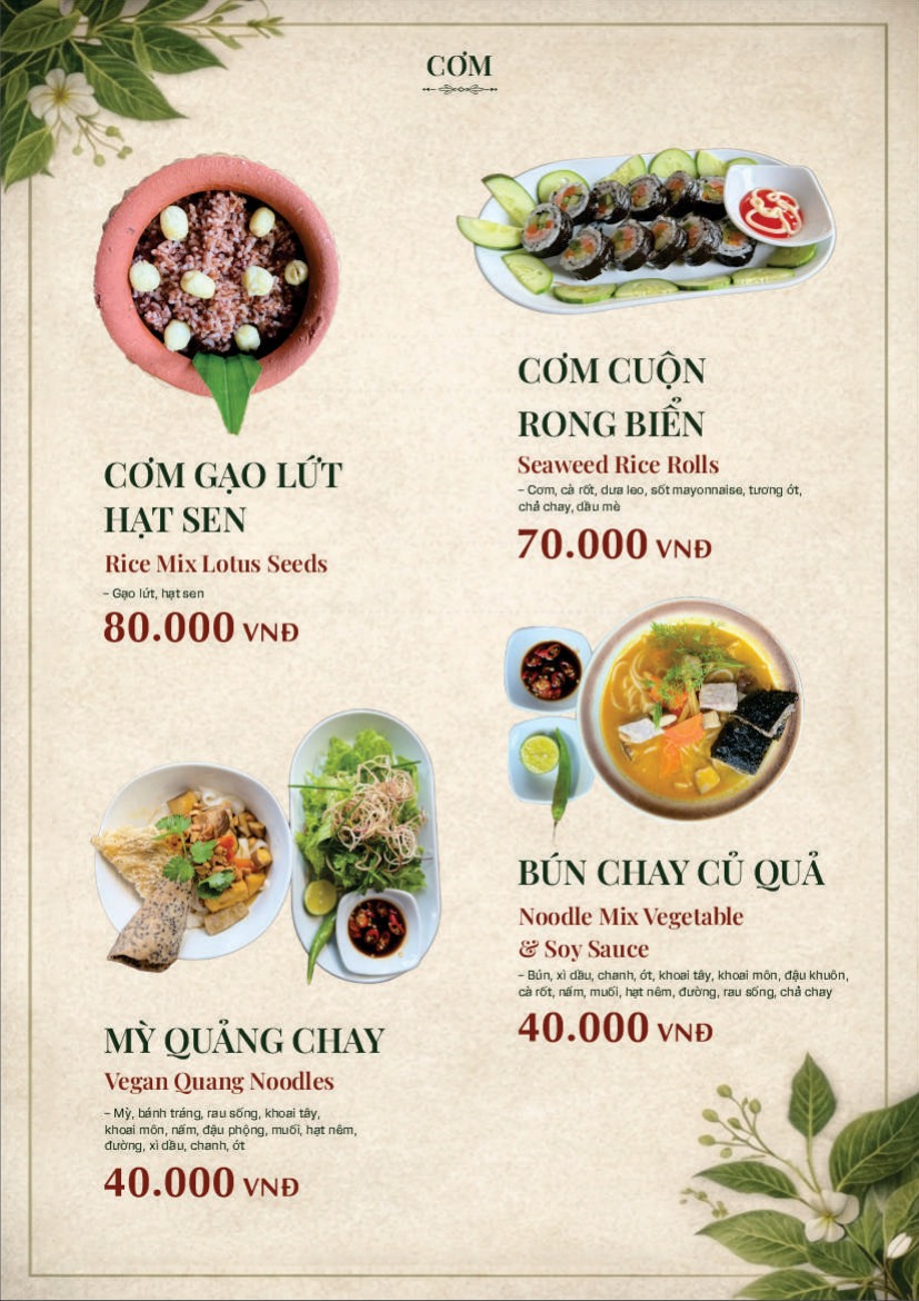 Trang 21 của thực đơn An Nhiên Vegan